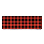 Lava Orange Buffalo Check Pattern Print Long Kitchen Mat