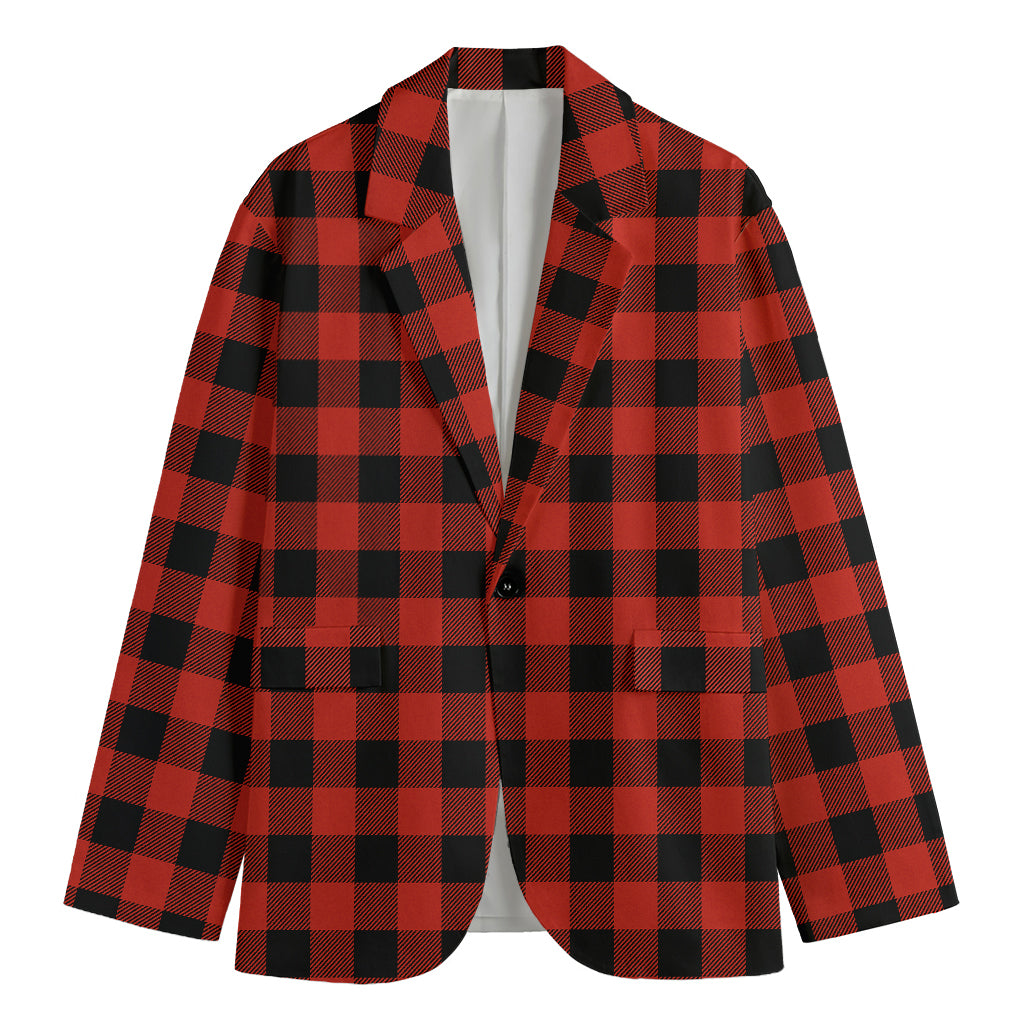 Lava Orange Buffalo Check Pattern Print Men's Blazer