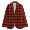 Lava Orange Buffalo Check Pattern Print Men's Blazer