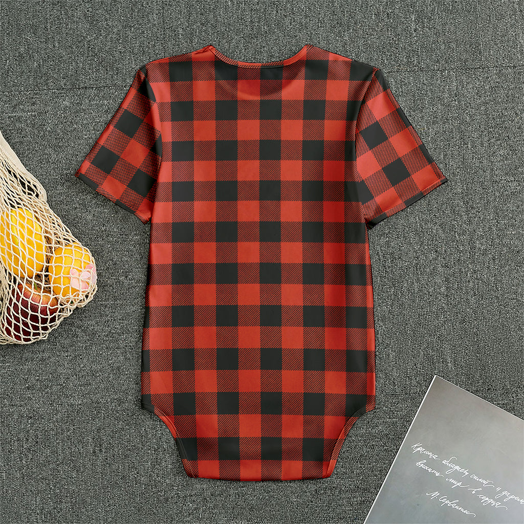 Lava Orange Buffalo Check Pattern Print Men's Bodysuit