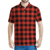 Lava Orange Buffalo Check Pattern Print Men's Polo Shirt