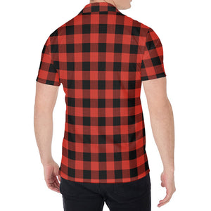 Lava Orange Buffalo Check Pattern Print Men's Shirt