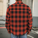 Lava Orange Buffalo Check Pattern Print Men's Shirt Jacket