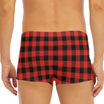 Lava Orange Buffalo Check Pattern Print Men's Short Boxer Briefs