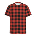 Lava Orange Buffalo Check Pattern Print Men's Athletic T-Shirt