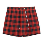 Lava Orange Buffalo Check Pattern Print Mesh Shorts