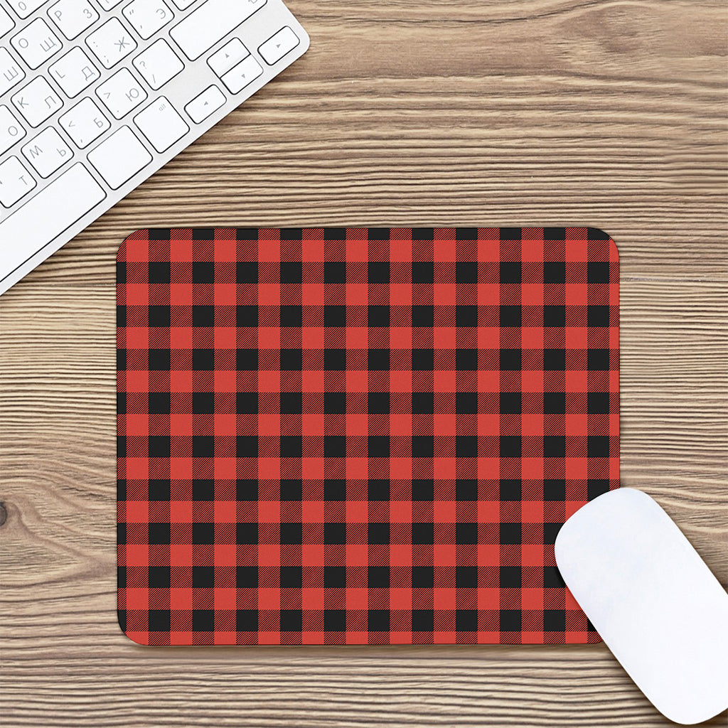 Lava Orange Buffalo Check Pattern Print Mouse Pad