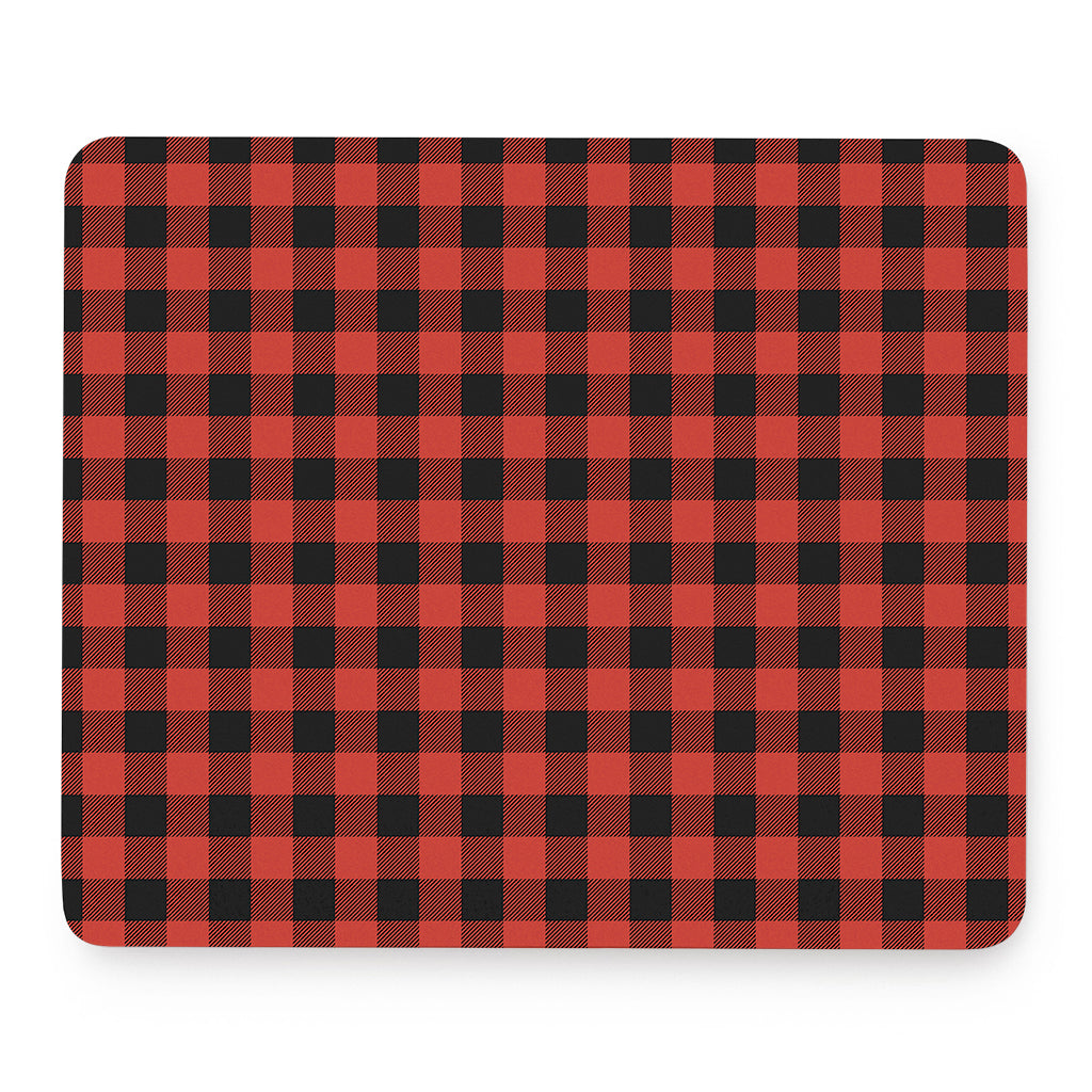 Lava Orange Buffalo Check Pattern Print Mouse Pad