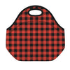 Lava Orange Buffalo Check Pattern Print Neoprene Lunch Bag