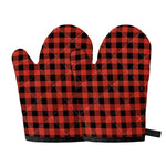Lava Orange Buffalo Check Pattern Print Oven Mitts