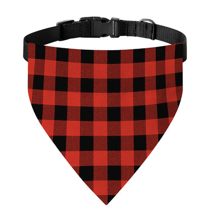 Lava Orange Buffalo Check Pattern Print Over The Collar Dog Bandana