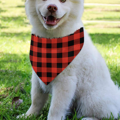Lava Orange Buffalo Check Pattern Print Over The Collar Dog Bandana
