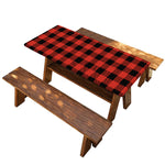Lava Orange Buffalo Check Pattern Print Picnic Table Cover