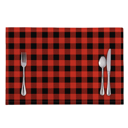 Lava Orange Buffalo Check Pattern Print Placemat