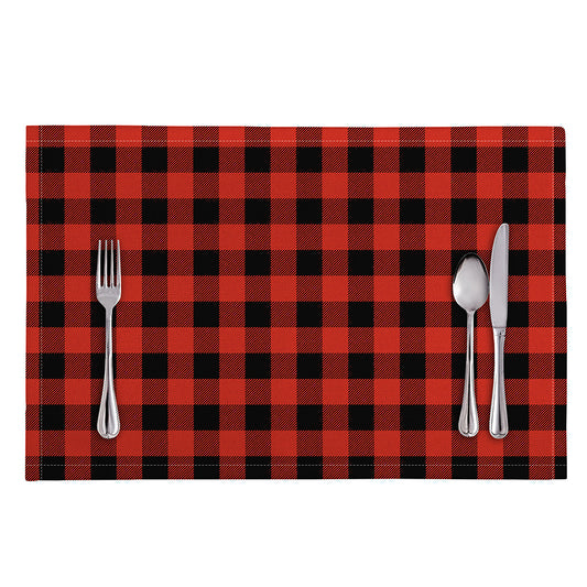 Lava Orange Buffalo Check Pattern Print Placemat