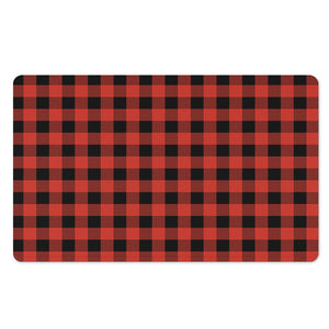 Lava Orange Buffalo Check Pattern Print Polyester Doormat