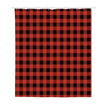 Lava Orange Buffalo Check Pattern Print Polyester Shower Curtain