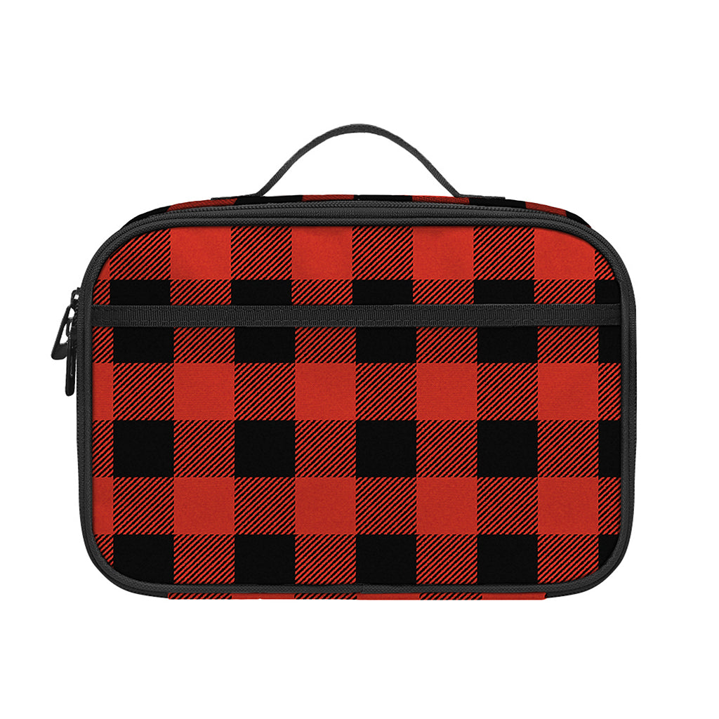Lava Orange Buffalo Check Pattern Print Portable Lunch Bag