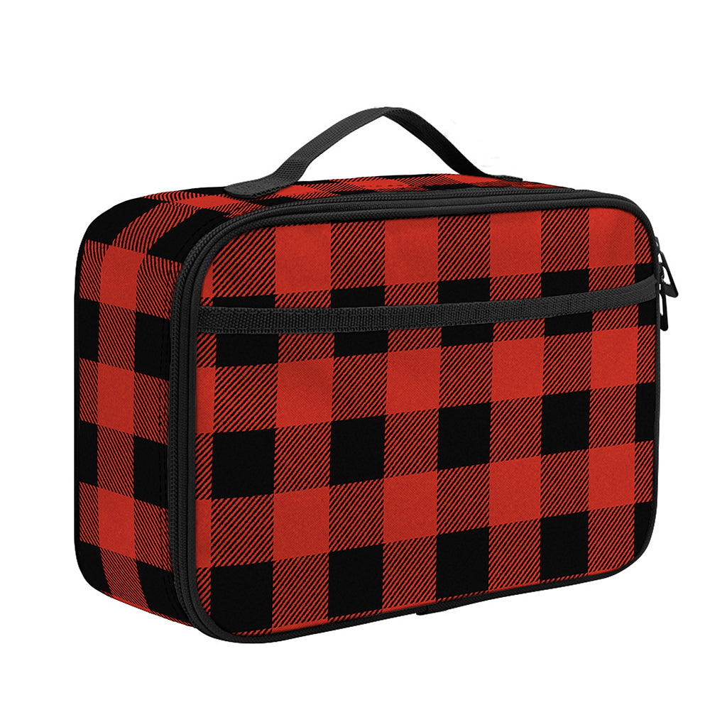 Lava Orange Buffalo Check Pattern Print Portable Lunch Bag