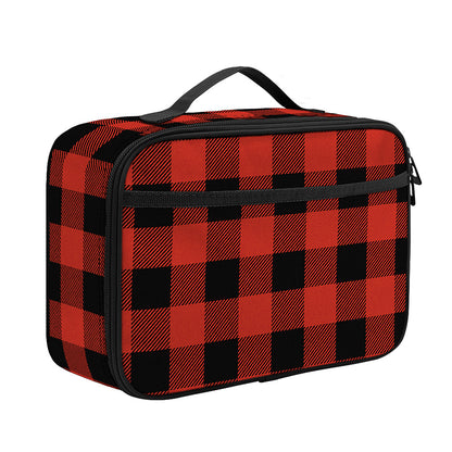 Lava Orange Buffalo Check Pattern Print Portable Lunch Bag