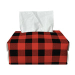 Lava Orange Buffalo Check Pattern Print Rectangle Tissue Box Cover