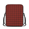 Lava Orange Buffalo Check Pattern Print Rectangular Crossbody Bag