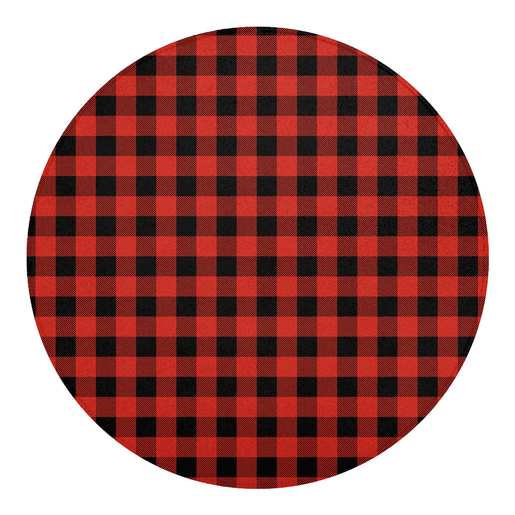 Lava Orange Buffalo Check Pattern Print Round Blanket