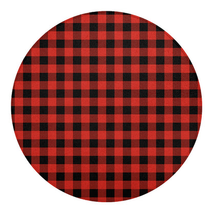 Lava Orange Buffalo Check Pattern Print Round Blanket