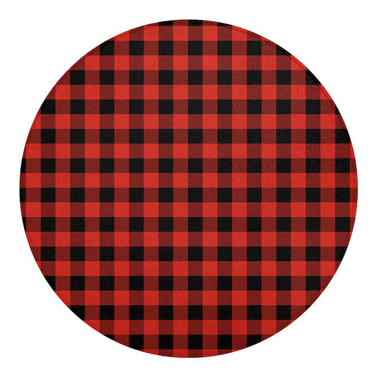 Lava Orange Buffalo Check Pattern Print Round Blanket