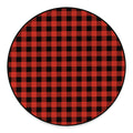 Lava Orange Buffalo Check Pattern Print Round Floor Mat