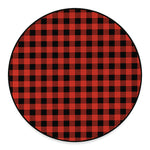Lava Orange Buffalo Check Pattern Print Round Floor Mat