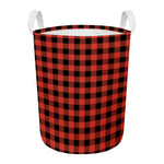 Lava Orange Buffalo Check Pattern Print Round Laundry Basket