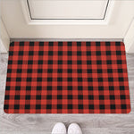 Lava Orange Buffalo Check Pattern Print Rubber Doormat