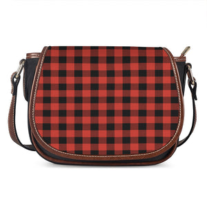 Lava Orange Buffalo Check Pattern Print Saddle Bag