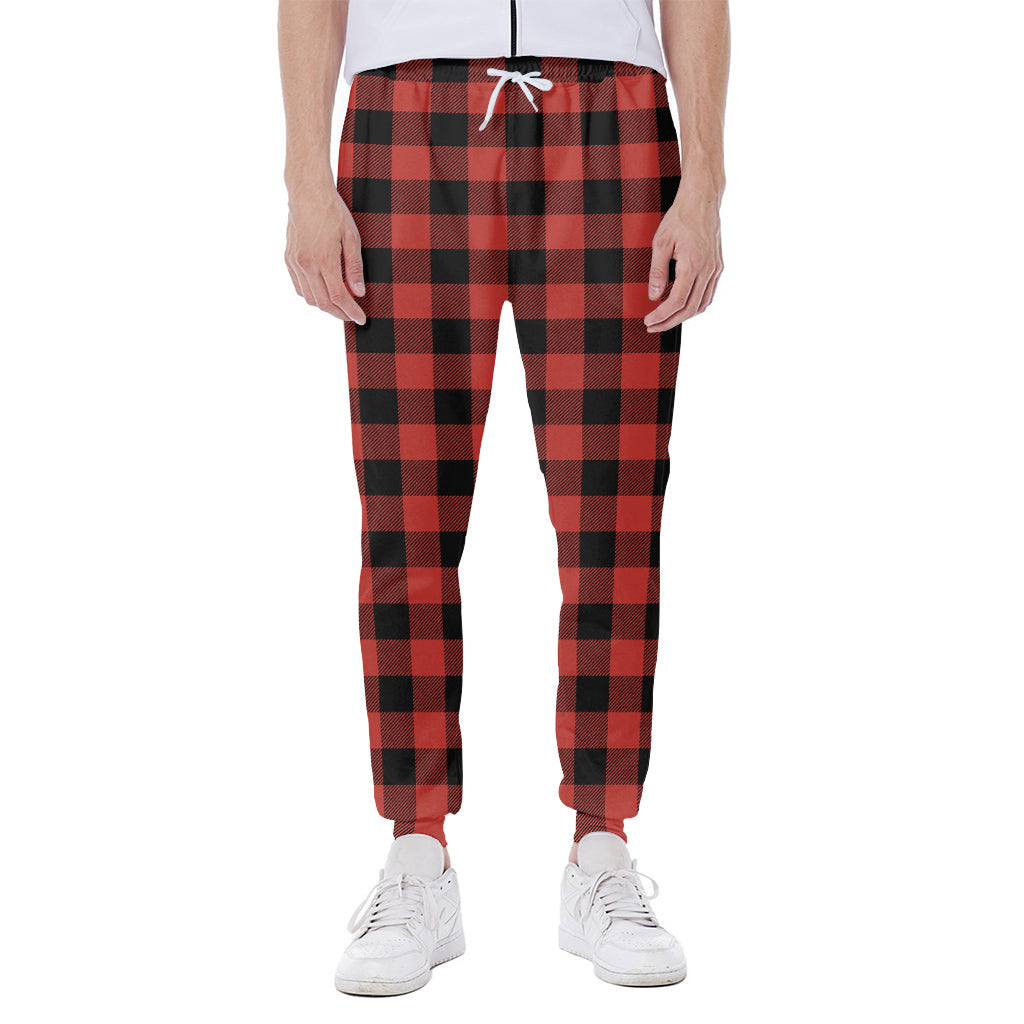 Lava Orange Buffalo Check Pattern Print Scuba Joggers