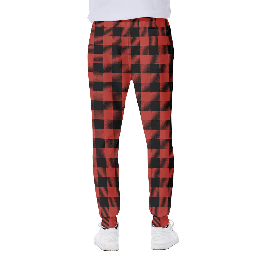 Lava Orange Buffalo Check Pattern Print Scuba Joggers