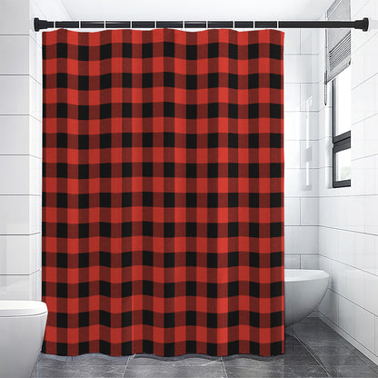 Lava Orange Buffalo Check Pattern Print Shower Curtain