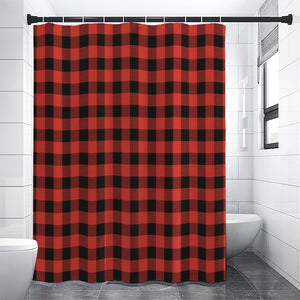 Lava Orange Buffalo Check Pattern Print Shower Curtain