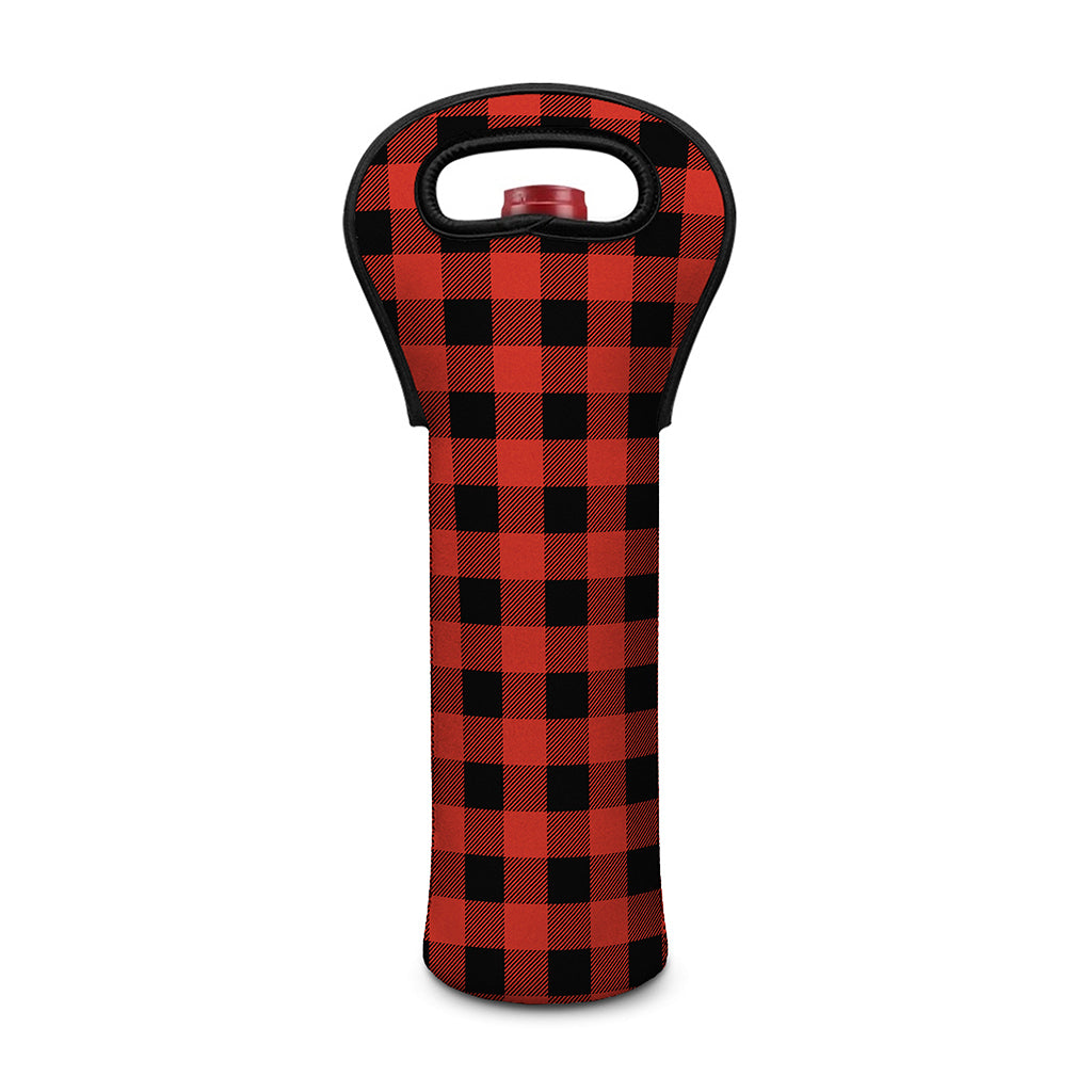 Lava Orange Buffalo Check Pattern Print Single Neoprene Wine Tote