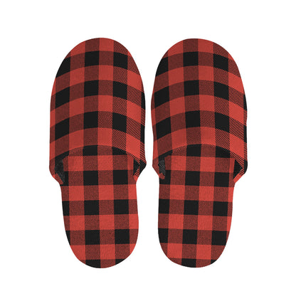 Lava Orange Buffalo Check Pattern Print Slippers