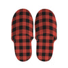 Lava Orange Buffalo Check Pattern Print Slippers