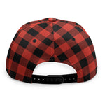 Lava Orange Buffalo Check Pattern Print Snapback Cap