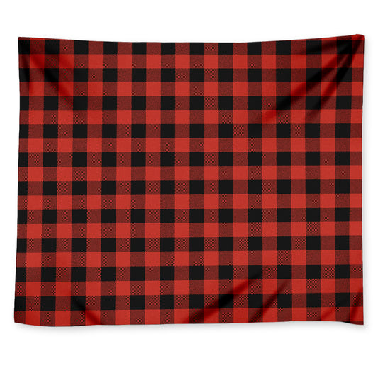 Lava Orange Buffalo Check Pattern Print Tapestry