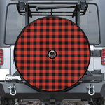 Lava Orange Buffalo Check Pattern Print Tire Cover With Camera Hole