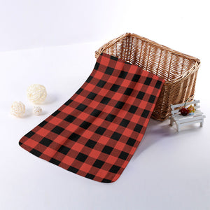 Lava Orange Buffalo Check Pattern Print Towel