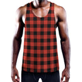 Lava Orange Buffalo Check Pattern Print Men's Workout Tank Top