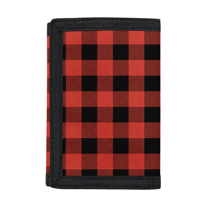 Lava Orange Buffalo Check Pattern Print Trifold Wallet