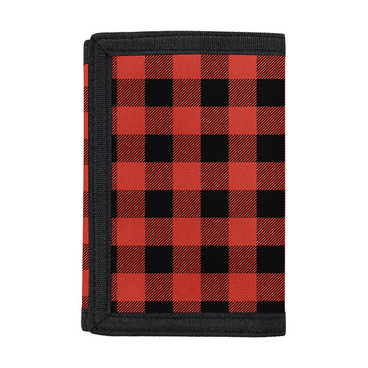 Lava Orange Buffalo Check Pattern Print Trifold Wallet
