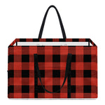 Lava Orange Buffalo Check Pattern Print Utility Tote Bag