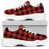 Lava Orange Buffalo Check Pattern Print White Chunky Shoes